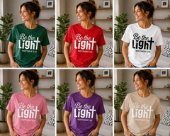 Be the Light Matthew 5 14 Shirt Christian Scripture Bible Verse Cross Tee