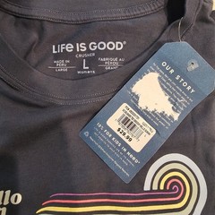 Life Is Good Womens Crusher Tee Blue Hello Sunshine Rainbow Large