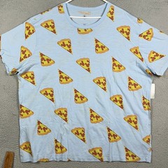 NEW Disney T-Shirt Mens 4XL Blue Mickey Mouse Pizza Slice All Over Print Tee