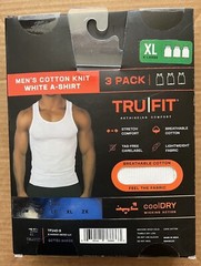 TRUFIT 3 PACK MEN’S XL COTTON KNIT WHITE A-SHIRT COOL DRY STRETCH COMFORT TAGFRE