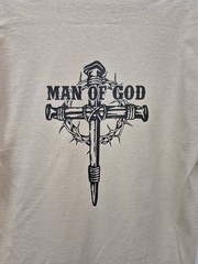 Beige ‘FAITH’ Man Of God Cross Front & Back Custom Graphic Short-Sleeve Tee