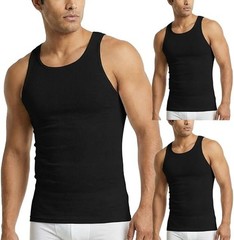 Mens 3 Pack 100% Cotton Ribbed Sleeveless Tank Top A Shirt Undershirts