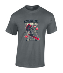 ADRENALINE EXTREME SKI MENS T SHIRT SKIING DESIGN COOL HOLIDAY CLOTHING GIFT TOP