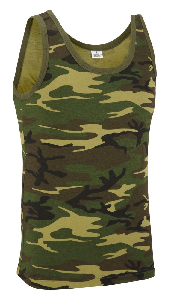 Army Military US American Sleeveless Olive Camo Urban Camouflage Cotton Vest Top