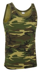 Army Military US American Sleeveless Olive Camo Urban Camouflage Cotton Vest Top
