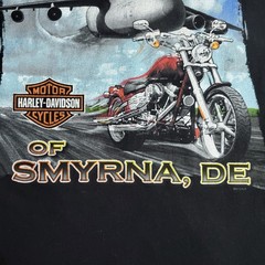 Harley Davidson T Shirt Mens Sz Large Black Rommel Smyrna DE Bike Jet Eagles USA