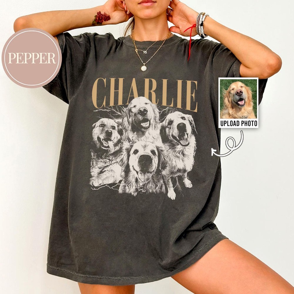 Personalized Pet Photo Name Shirt Custom Dog Cat Lover Gift