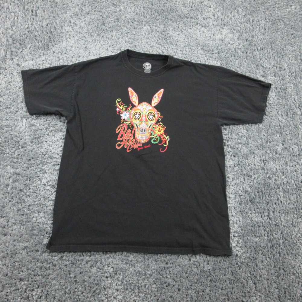 Bad Ass Coffee Shirt Mens XL Black Naples Florida Sugar Skull