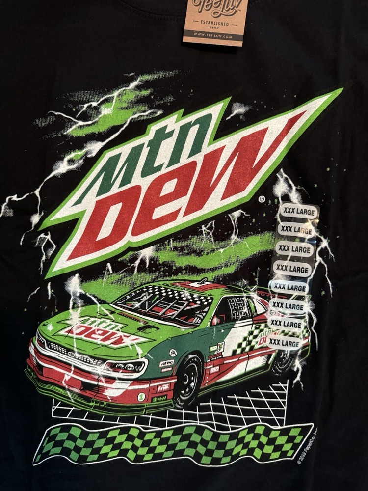 Mtn Dew Tee Luv Black Short Sleeve XXXL Tee Shirt T-Shirt Mens