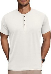 Men’s Short Sleeve Henley Shirt Casual Summer Tee Lightweight Breathable Solid T