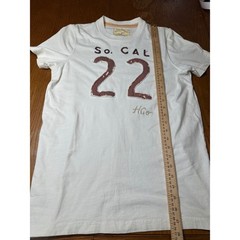Hollister California Mens M So Cal 22 Graphic T-Shirt Cream Cotton Applique Tee