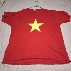 Port & Company T-Shirt Mens 3XL Red Yellow Star Graphic Short Sleeve Tee Cotton