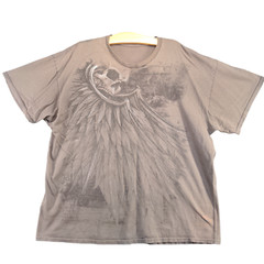 Unbranded Men’s Skull Print T-Shirt Tan 3XL Short Sleeve Crew Neck Straight Hem