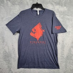 Piranhas Swim Team Shirt Mens Large Gray Red Graphic Short Sleeve Summer 2019