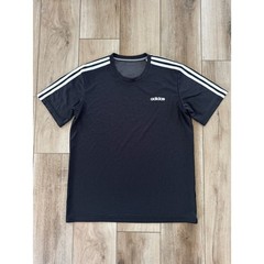 Adidas Climalite Black T-Shirt Mens Large 3 Stripe Athletic Gym Shirt Logo Sport
