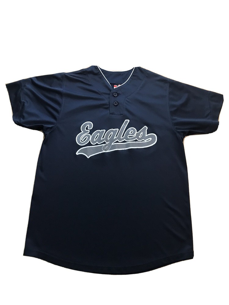 Alleson Jersey Short Sleeve Navy Blue Mens Sz Small (Eagles logo)