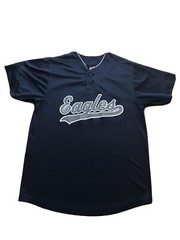 Alleson Jersey Short Sleeve Navy Blue Mens Sz Small (Eagles logo)