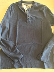Banana Republic Cozy Jersey Henley Mens Large Navy Blue Long Sleeve NWT