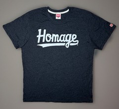Homage Brand Dark Heather Gray Script Logo SS T-Shirt Men’s Size Medium