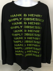 Hank & Henry Simply Obsessed Mens T shirt Size XL Black Green Crew Neckline