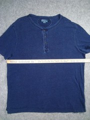 Polo Ralph Lauren Henley Shirt Mens 2XL Indigo Blue Wash Short Sleeve Cotton