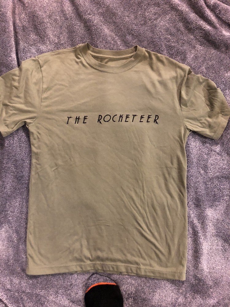 New The Rocketeer T Shirt Sz Med Olive Green Retro Movie Logo *Read Discription
