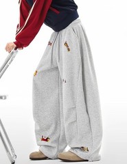 ‘s Baggy Sweatpants Fashion Animal Embroidered Dachshund Elastic Drawstring P…