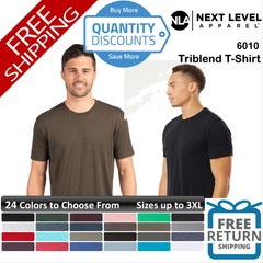 🔥 Next Level Men Triblend Fabric Laundered Short Sleeve T-shirt Up To 3XL 6010