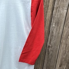 Vintage Russell Athletic Raglan 3/4 Sleeve Baseball Shirt USA Made Red White XL