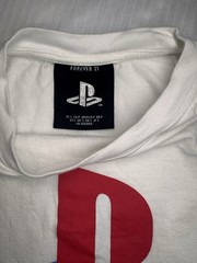 Forever 21 PlayStation Logo Graphic Print Long Sleeve Crew Neck T-Shirt M White