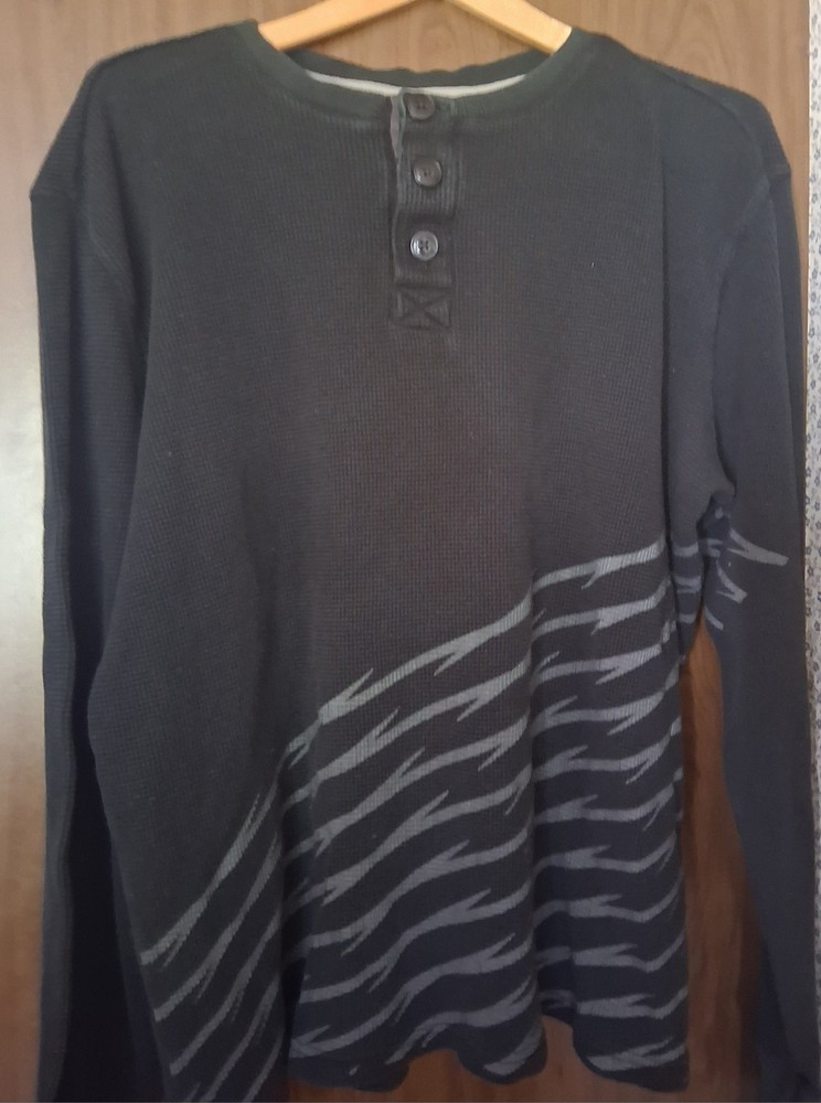 Keanan Duffty England’s Dreaming Men’s Large Black Waffle Knit Henley Punk Rock