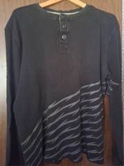 Keanan Duffty England’s Dreaming Men’s Large Black Waffle Knit Henley Punk Rock