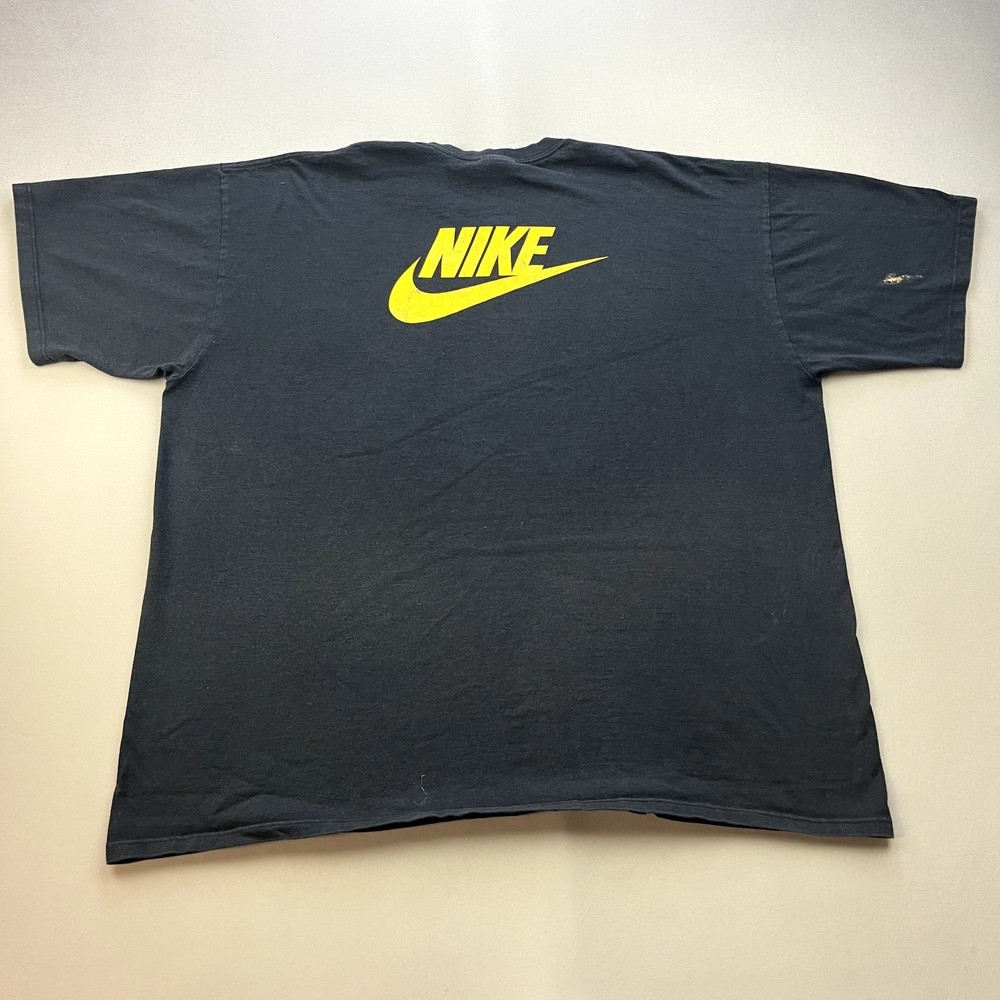 Vintage Nike T-Shirt Mens XXL Black Swoosh Spellout Logo Athletic Sportswear y2k