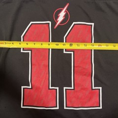 The Flash T-Shirt Football Jersey Black w/Red DC Comics Originals Number 11 L