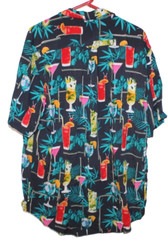 Junction West Hawaiian Shirt Extra Large Cocktail Drinking Palm Tree Blue Party