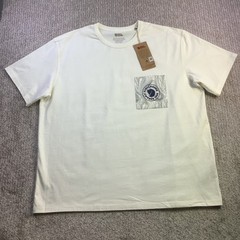 Fjallraven Mens Logo Pocket T-Shirt Eggshell Cream Organic Cotton Size L NWT