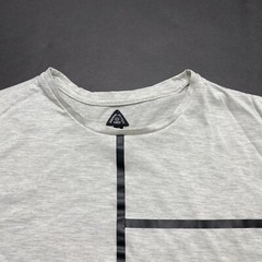 American Stitch Mens T Shirt Size S Heathered Gray Striped Black Long Sleeve Log