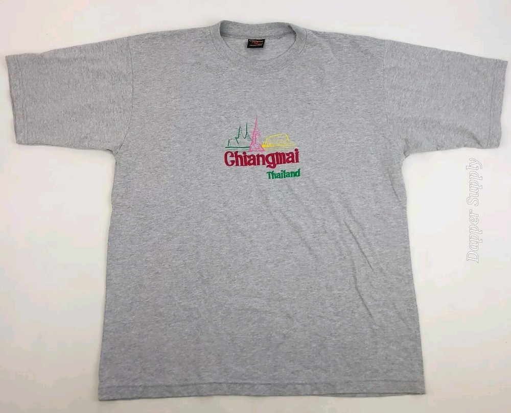 Chiang Mai Thailand T Shirt Size L By Tada Collection Grey