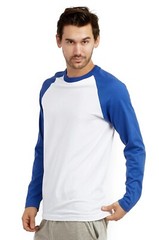 Top Pro Men’s Cotton Full Raglan Sleeve Baseball Tee Shirt (XL, RoyalBlue/White)