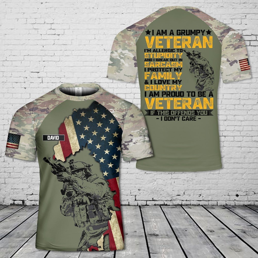 Custom Name US Army Veteran Military AOP Shirt 3D Shirt Size S-5XL