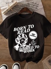 Casual Crew Neck Short Sleeve Top for Women | Graphic Tee for Book Lovers: Bor