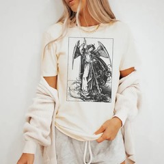 Saint Michael Slaying Dragon T Shirt Renaissance Art Tee Angel Defeats Devil Shi
