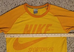 Nike Sportswear USA Raglan Long Sleeve T-Shirt Men’s L Yellow Orange VTG