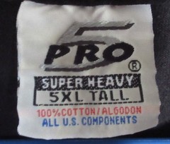 Pro 5 Black Super Heavy Tshirt Size 5XLT
