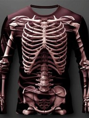 3D Printed Skull Print Men’s T-shirt Autumn Casual Long Sleeved Round Neck…
