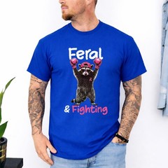 Feral and Fighting. Raccoon Breast Cancer Awareness Support T-Shirt