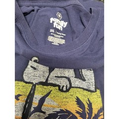 Family Fun Peanuts Snoopy Beach Sunset Graphic T-Shirt Mens 2XL Navy Blue