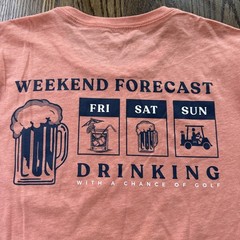 Travis Mathew Graphic T-Shirt Peach Heather Small Drinking With A Chance Of Golf