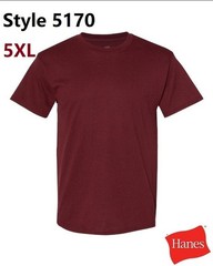Hanes 5170 5XL EcoSmart Crewneck Short Sleeve Tee Pit to Pit 31″ Unisex Maroon