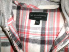NWT No Boundaries Men’s S 34-36 Zip Hooded Gray Plaid Lightweight Flannel Shirt